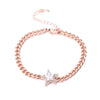 Heavy Thick Chain Bracelet For Woman CZ Cubic Zircon Stars Double Heart Love Round Portrait Bracelet Bangle Women Wedding Gift