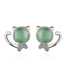 925 Stamp Silver Color Jewelry  Cat Green Crystal Earrings For Women Retro Trendy Party Girls Gift Christmas