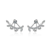 925 Stamp Silver Color Zircon Earrings Whirl Leaf Cymbiform Stud Earring Women Wedding Fine Jewelry