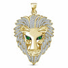Trendy Animal Lion Head Rhinestone Pendant Necklace for Men Austrian Crystal Green Jade Inlaid Hanging Necklace Accessories