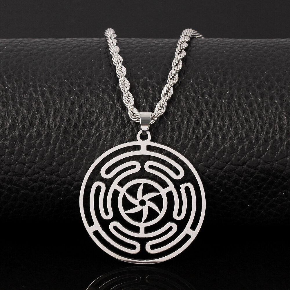Hekate Wheel Stainless Steel Necklace Pendant Goth Strophalos Hecate Magic Symbol Logo Charm PIN colier femme Men Jewelry