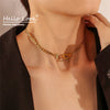 Hellolook Hip Hop Handcuffs Clavicle Necklace Titanium Steel Choker Necklace Personality Cuban Chain Punk Necklace New