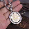 "Helm of Awe" and "Viking Vegvisir" Viking Rune Necklace with Stainless Steel Chain and pendant As Men Gift with wooden box