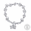 100% 925 Sterling Silver Cube CZ Charms Bracelets & Bangles, 18CM Fine Jewelry Gift for Women PB070