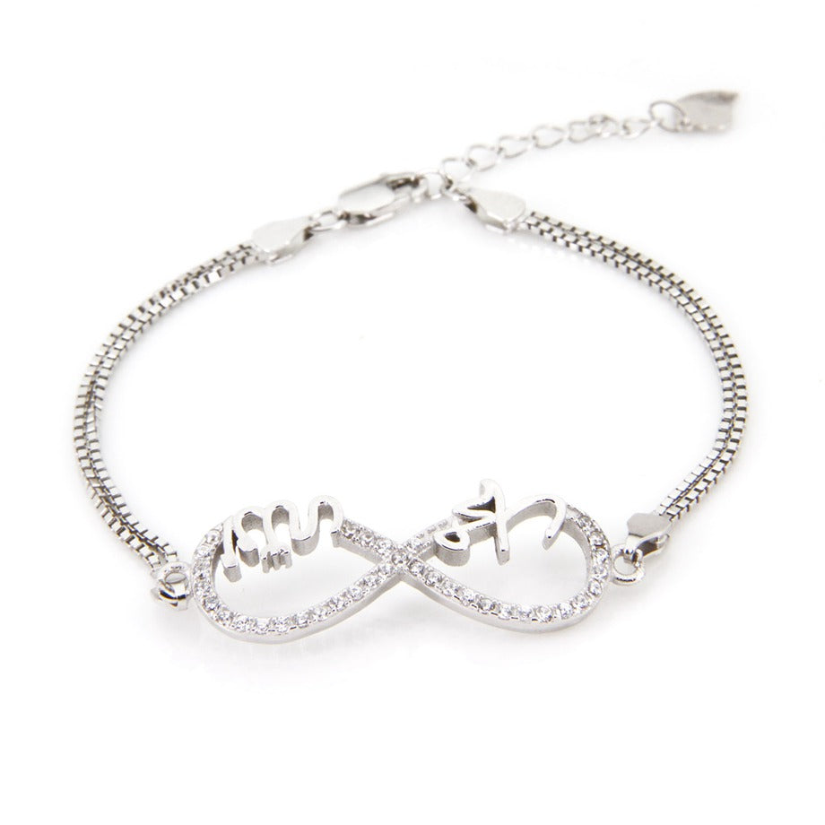 100% 925 Sterling Silver Love Forever Eternal Charms Bracelets & Bangles 15CM + 3CM Fine Jewelry Gift for Women PB001