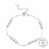 100% 925 Sterling Silver Pearl Charm 19-21CM Bracelets & Bangles, Fine Jewelry Gift for Women PB012