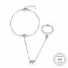 100% 925 Sterling Silver Ring Charm 19-21CM Bracelets & Bangles, Ring Size: 7, Fine Jewelry Gift for Women PB044