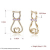 925 Sterling A Golden Lovely Cat with a Bow Tie Zircon Ear Studs, European For Men and Women PTEE028