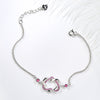 925 Sterling Silver Double Heart with Heart Pink Zircon Linker Women Bracelets Fine Jewelry Party Gift for Female L224