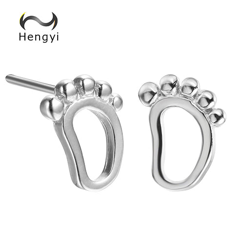 Hengyi 925 Sterling Silver Footprint Shape Stud Earrings for Women Trendy Classic Style Party Birthd Lover Gifts Jewelry