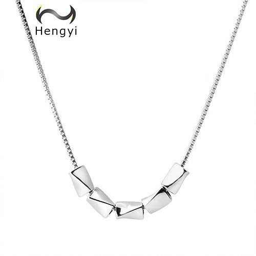Hengyi 925 Sterling Silver Geometric Round Shape Choker Statement Pendant &Necklace for Women Sterling Silver Jewelry