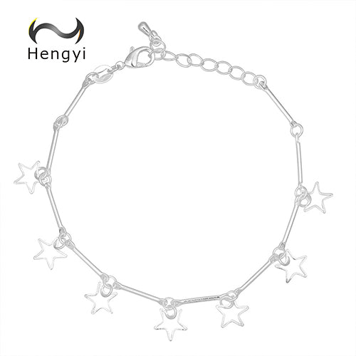 Hengyi Antique Silver Star Charm Bracelet & Bangle for Women 925 Sterling Silver Trendy Office Anniversary Silver 925 Jewelry