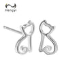 Hengyi Authentic Real 925 Sterling Silver Naughty Little Cat Stud Earrings for Women Sterling Silver Jewelry gift