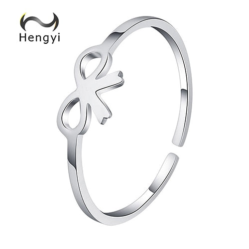 Hengyi Bow Shape 925 Sterling Silver Finger Adjustable Ring for Women Vintage Trendy Style Party Fine Jewelry 2020 Hot Sale