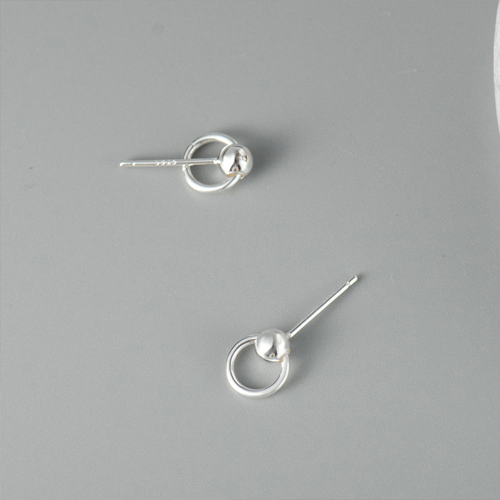 Hengyi Geometric Round Silver 925 Jewelry Stud Earring for Women Trendy Classic Party Brand Fine Jewelry