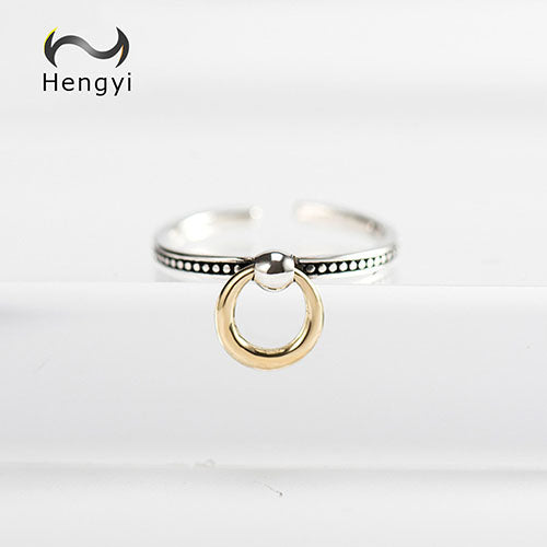 Hengyi Geometric Round Silver Rings for Women 925 Sterling Silver Trendy Party Fine Jewelry