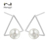 Hengyi Geometric Triangle 925 Silver Stud Earrings Women Fashion Classic Stud Earrings with Beads