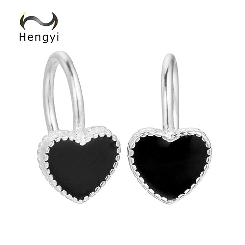 Hengyi Heart Clip Earrings for Women 925 Sterling Silver Romantic Wedding Silver 925 Jewelry