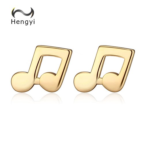 Hengyi New Arrival Note Shape 100% Sterling Silver Stud Earrings for Women Trendy Classic Lovers Christmas Gift