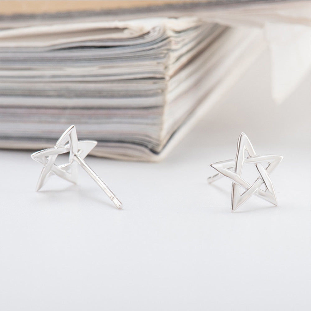 Hengyi New Hot 925 Sterling Silver Star Stud Earrings for Women Vintage Party Wedding Brand Fine Jewelry