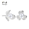 Hengyi Plant Flower 925 Sterling Silver Stud Earrings for Women Romantic Lovely Wedding Bride Gifts Jewelry