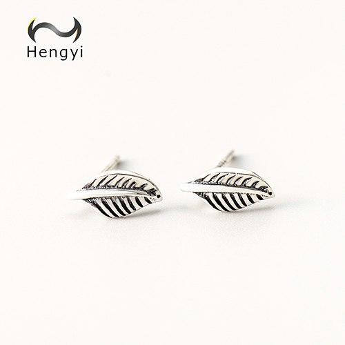 Hengyi Plant Leaves 925 Sterling Silver Stud Earrings Trendy Classic Silver 925 Jewelry
