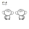Hengyi Real 100% Sterling Silver Animal Monkey Stud Earrings for Women Cute Lovely Style Fine Jewelry