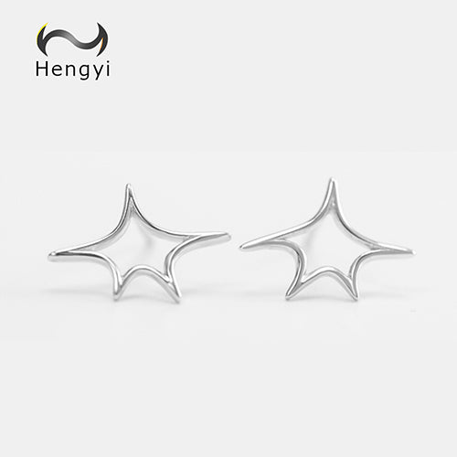 Hengyi Real 925 Sterling Silver Stud Earrings for Women Geometric Classic Fine Jewelry