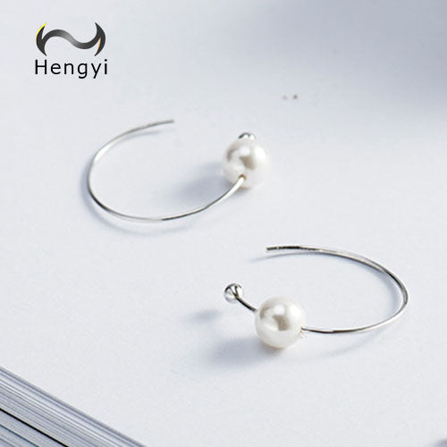 Hengyi Round 925 Sterling Silver Hoop Earrings for Women Romantic Lovely Wedding Engagement Fine Jewelry