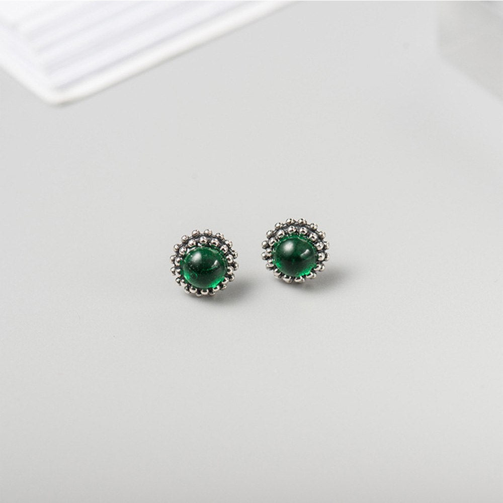 Hengyi Round Multicolor High Quality 925 Stud Earrings for Women Trendy Casual Silver 925 Jewelry