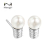 Hengyi Round Pearl Stud Earrings 925 Sterling Silver Women Sleek Minimalist Style Cute Spiral Fine Jewelry