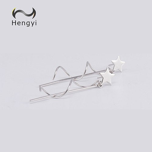 Hengyi Star Shape 925 Sterling Silver Drop Earrings for Women Casual Trendy Party Anniversary Silver 925 Jewelry