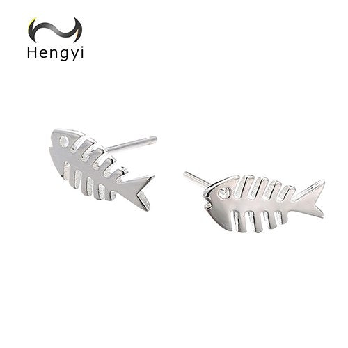 Hengyi Trendy Classic Animal Fish 925 Sterling Silver Stud Earrings for Women Lovers Christmas Gift 2020 Hot Sale