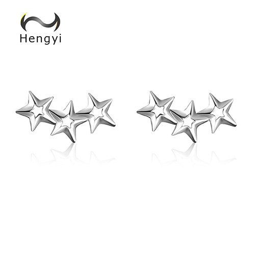 Hengyi Trendy Classic Star 925 Sterling Silver Stud Earrings for Women Anniversary Bride Silver 925 Jewelry