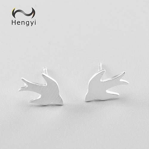 Hengyi bird 925 Sterling Silver Stud Earrings for Women Cute Lovely Party Birthd Brand Fine Jewelry