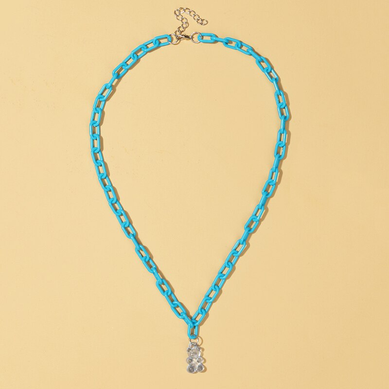 Hesiod 2022 Candy Color Mini Bear Necklace for Women Girl Christmas Gifts Cartoon Pendants Necklaces Birthday Jewelry Gifts