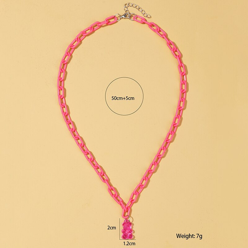 Hesiod 2022 Candy Color Mini Bear Necklace for Women Girl Christmas Gifts Cartoon Pendants Necklaces Birthday Jewelry Gifts