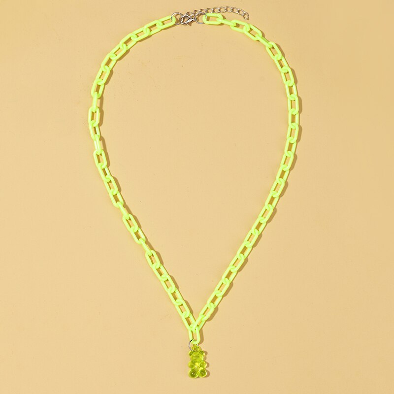 Hesiod 2022 Candy Color Mini Bear Necklace for Women Girl Christmas Gifts Cartoon Pendants Necklaces Birthday Jewelry Gifts