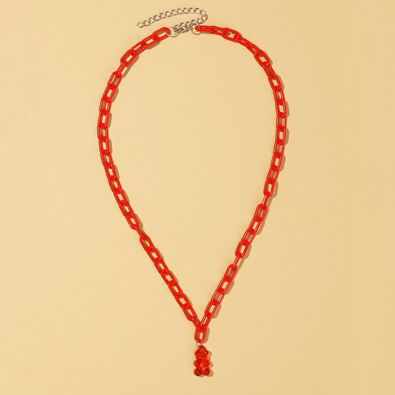 Hesiod 2022 Candy Color Mini Bear Necklace for Women Girl Christmas Gifts Cartoon Pendants Necklaces Birthday Jewelry Gifts