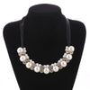 Hesiod  Black White Bead Neckalce Rope Korea Shine Imitation Peal Crystal Necklace Choker Collar Necklace