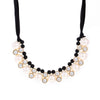 Hesiod  Black White Bead Neckalce Rope Korea Shine Imitation Peal Crystal Necklace Choker Collar Necklace