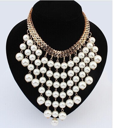 Ruili fashion jewelry Simulated pearl necklace big exaggeration multilayer tassel pearl necklace