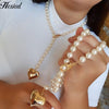 Hesiod Vintage Bohemia Multi-layer Hollowed Flower Necklace For Women Rhinestone Crystal Collar Necklace Pearl Choker