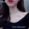Hesiod Vintage Bohemia Multi-layer Hollowed Flower Necklace For Women Rhinestone Crystal Collar Necklace Pearl Choker