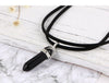Hexagonal Column Necklaces Natural Crystal Pendants Black Stone Pendant Leather Chains Necklace for Women Jewelry