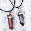 Hexagonal column necklace natural crystal pendant Stone Pendant Leather Necklace men's and women's  jewelry Amulet