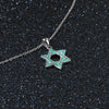 Hexagram Blue Opal Pendants Necklaces 925 Sterling Silver Magen David Star Fine Jewelry Birthd Gift for Her (Lam Hub Fong)