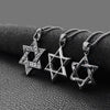 Hexagram Star of David Pendant Israel Chain Geometric Necklaces Men Women Stainless Steel Judaica Silver Color Jewish Jewelry
