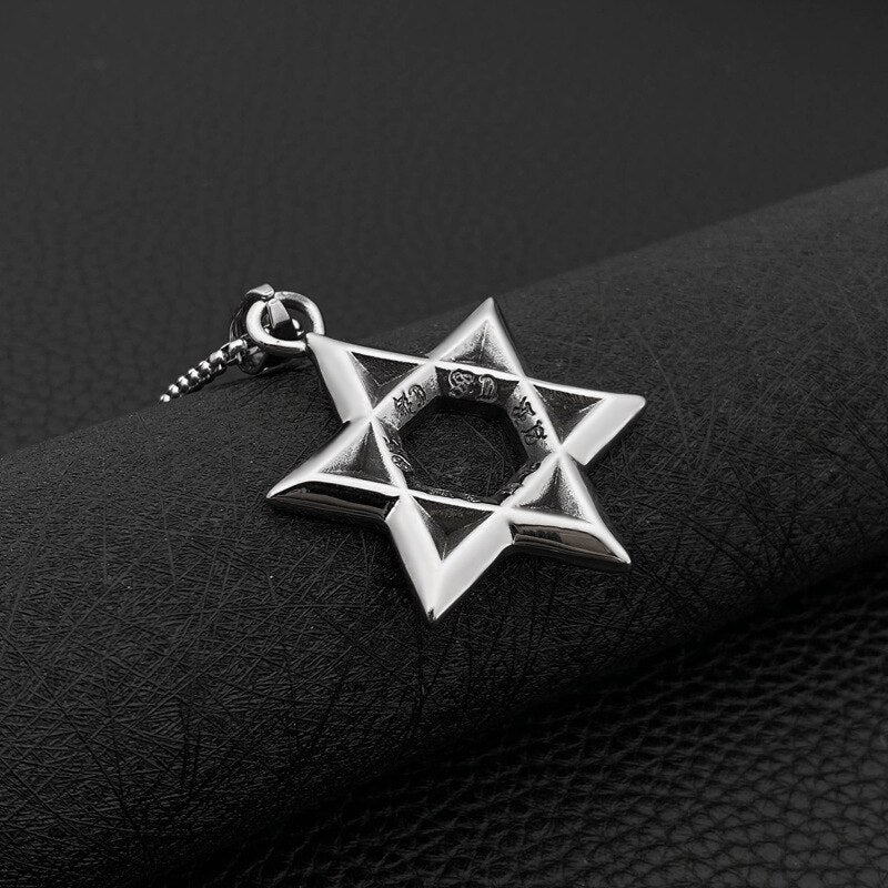 Hexagram Star of David Pendant Israel Chain Geometric Necklaces Men Women Stainless Steel Judaica Silver Color Jewish Jewelry