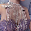 EXCTED ZIRCON  Woman Sexy Tassel Body Chain Chest Chain bling Rhinestone Crystal Jewelry Necklace Party Prom Gift